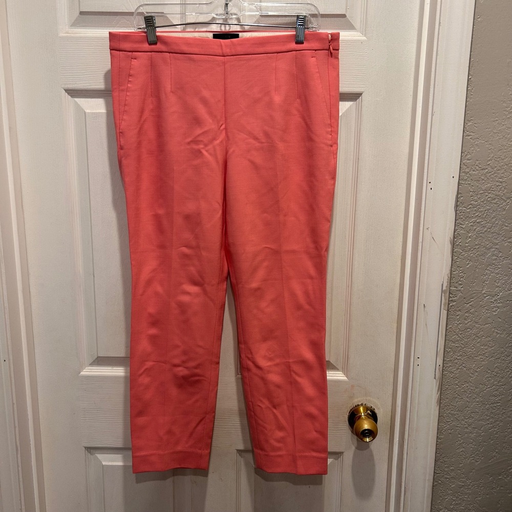J. Crew Martie Bubblegum Pink Ankle Pants Womens Size‎ 12 Side Zip Ankle Wool